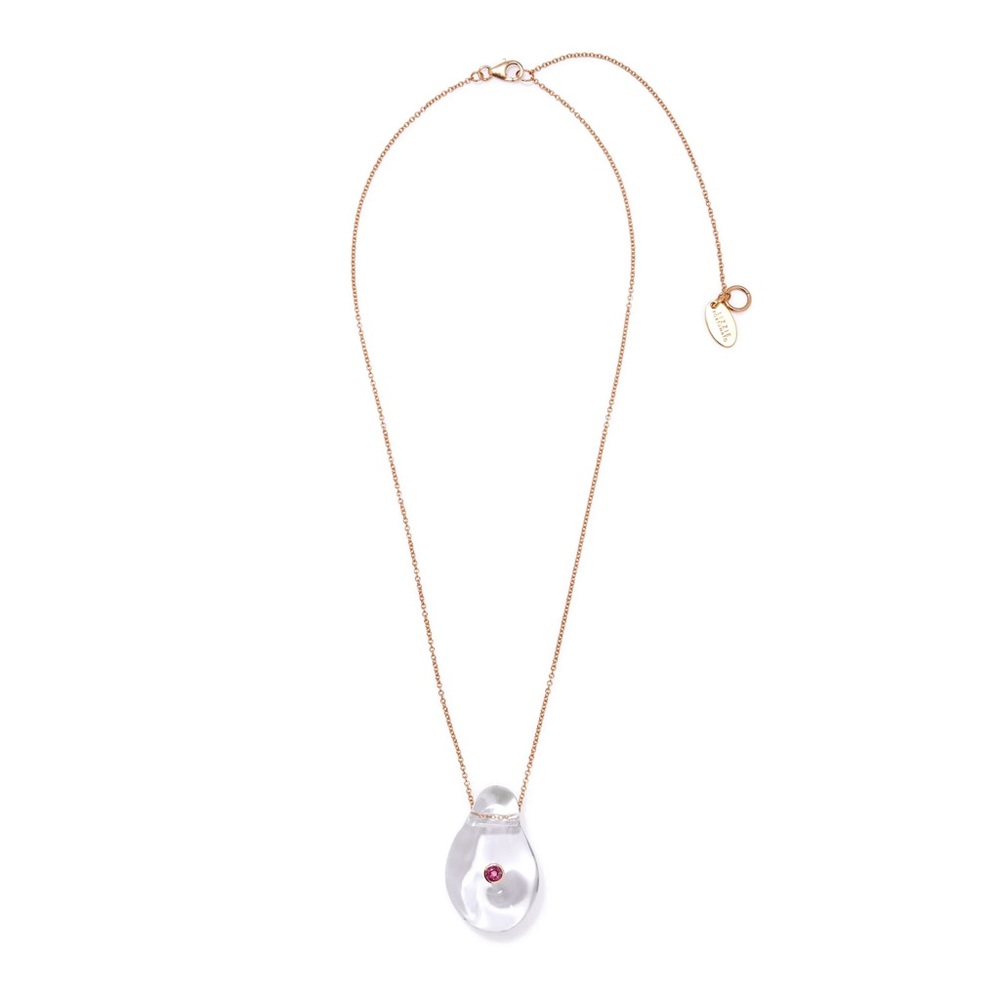Lizzie Fortunato Muse Crystal Teardrop Pendant Necklace in Clear
